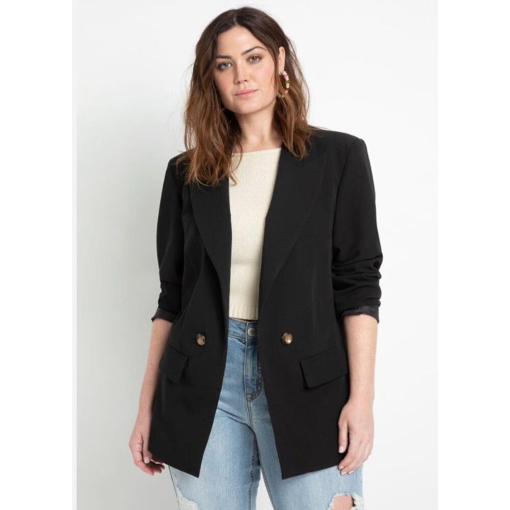 NWT Eloquii Long Relaxed Blazer in Totally Black sz US 18